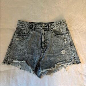 Zara Gray Distressed Jean Shorts